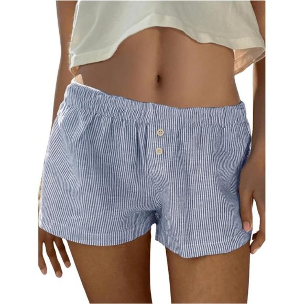 Women's Boxer Shorts Striped Straight Leg Low Rise Baggy Shorts Lounge Pajama